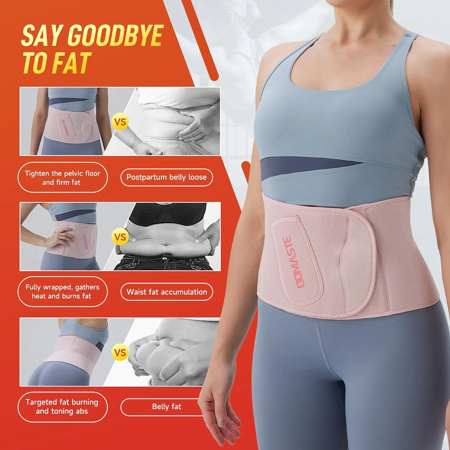 Waist Trimmer for Women & Men - Sweat Belt Waist Trainer Stomach Wrap for High-Intensity Training & Workouts