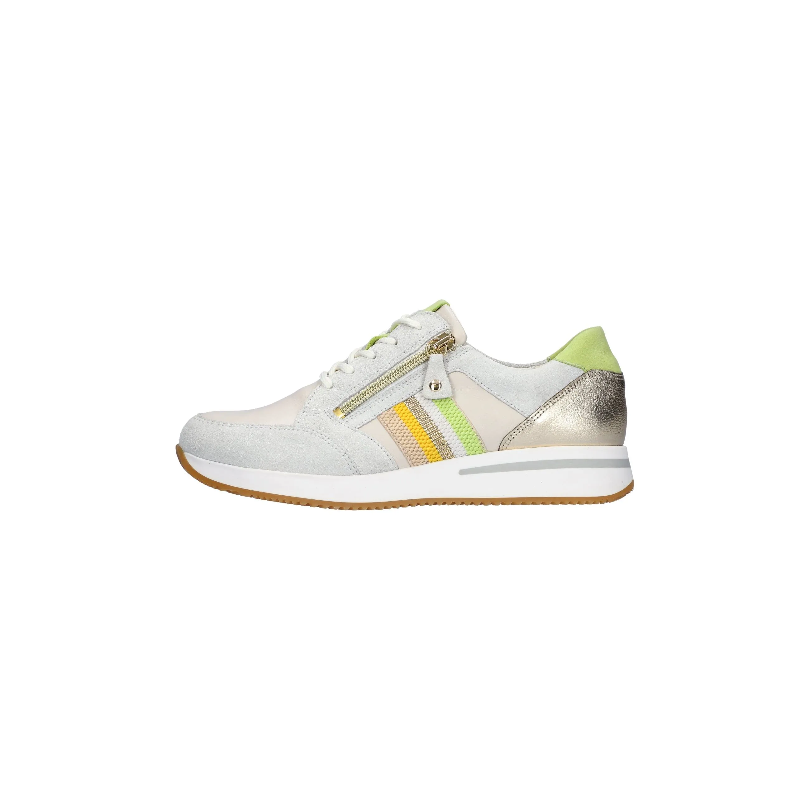 Waldlaufer H-Agnes - Ladies Lace with Zip Trainer in Cream Multi