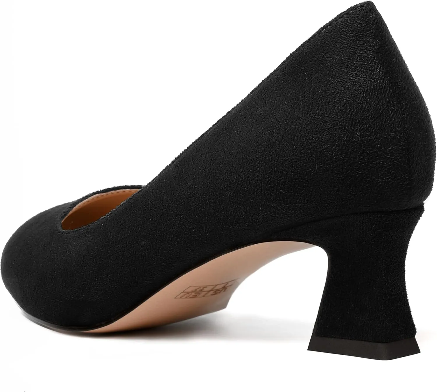 WAYDERNS Womens Dress Suede Dating Round Toe Slip On Solid Kitten Low Heel Pumps Shoes 2 Inch