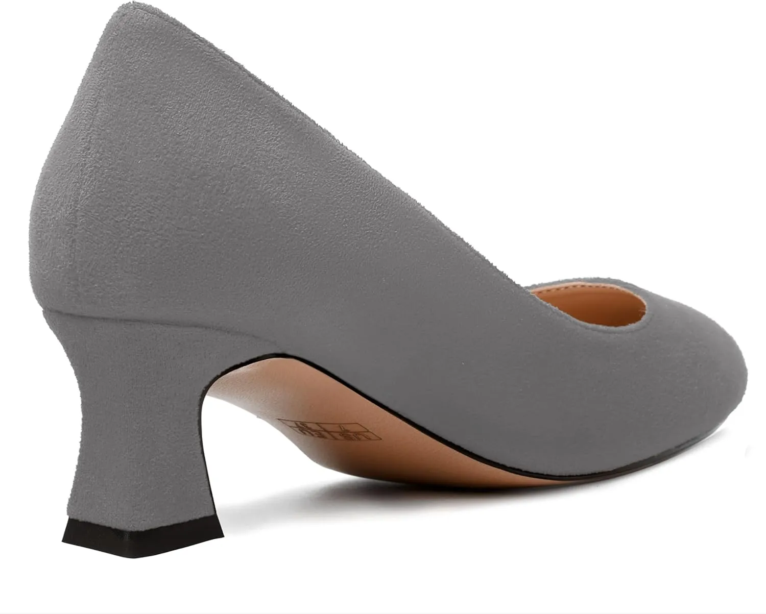 WAYDERNS Womens Dress Suede Dating Round Toe Slip On Solid Kitten Low Heel Pumps Shoes 2 Inch
