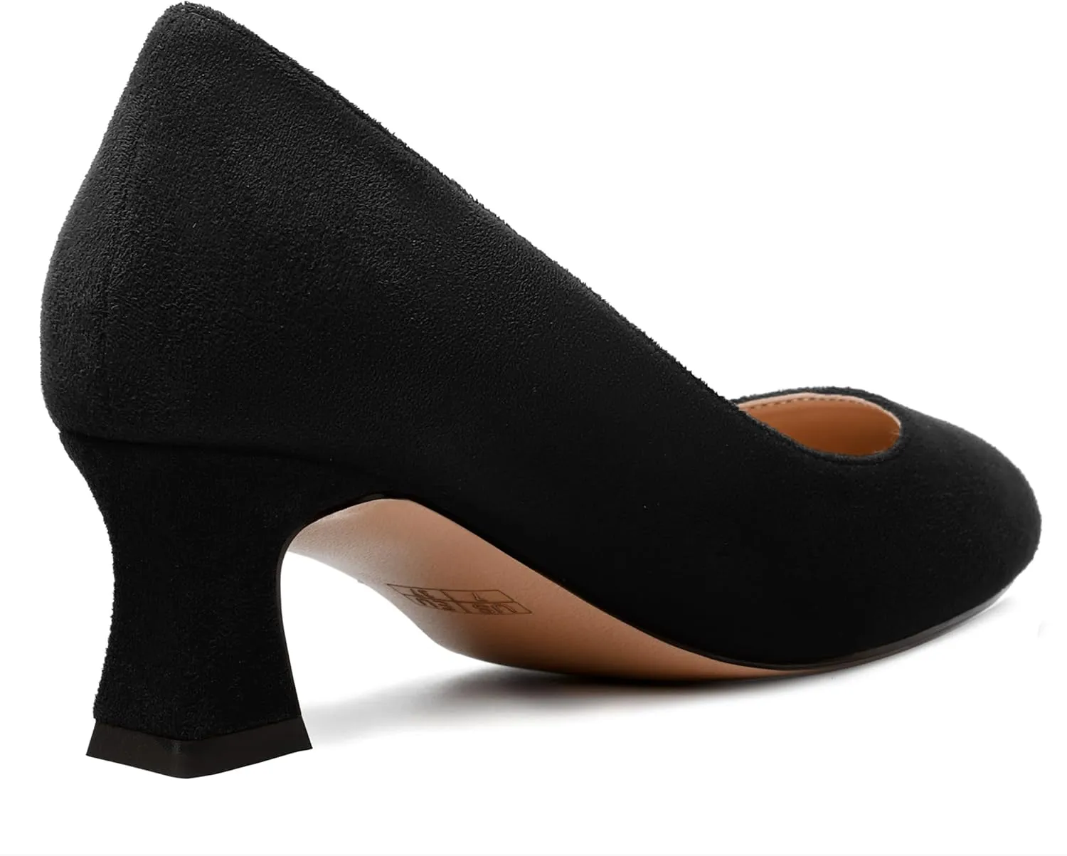 WAYDERNS Womens Dress Suede Dating Round Toe Slip On Solid Kitten Low Heel Pumps Shoes 2 Inch