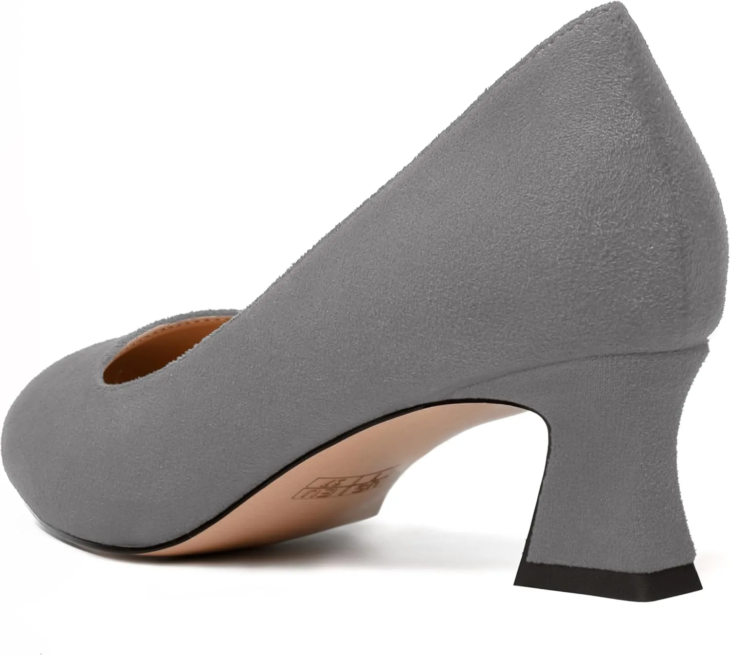 WAYDERNS Womens Dress Suede Dating Round Toe Slip On Solid Kitten Low Heel Pumps Shoes 2 Inch