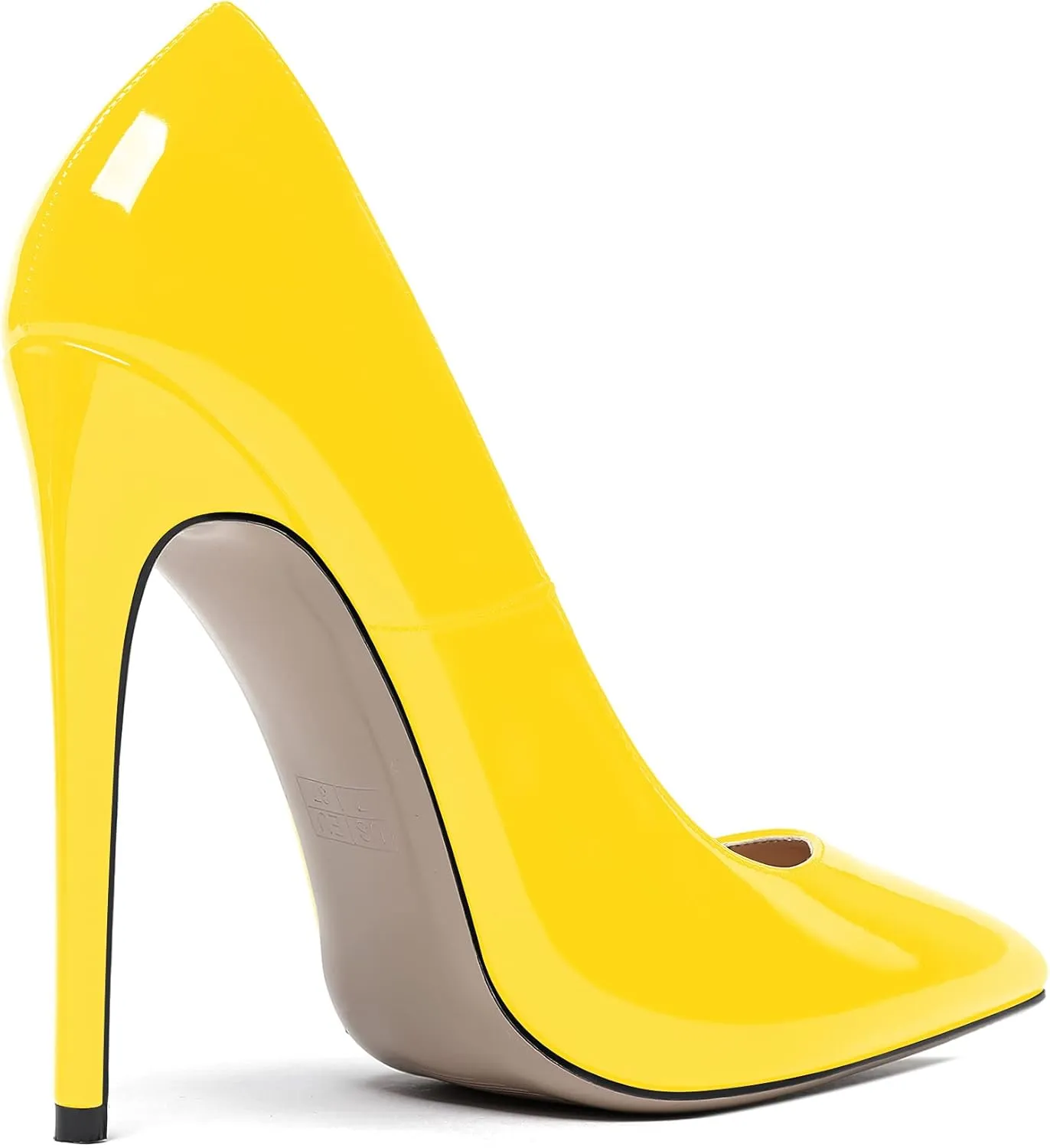 WAYDERNS Women's Patent Slim Pointed Toe Slip On Solid Stiletto High Heel Pumps Shoes 4.7 Inch