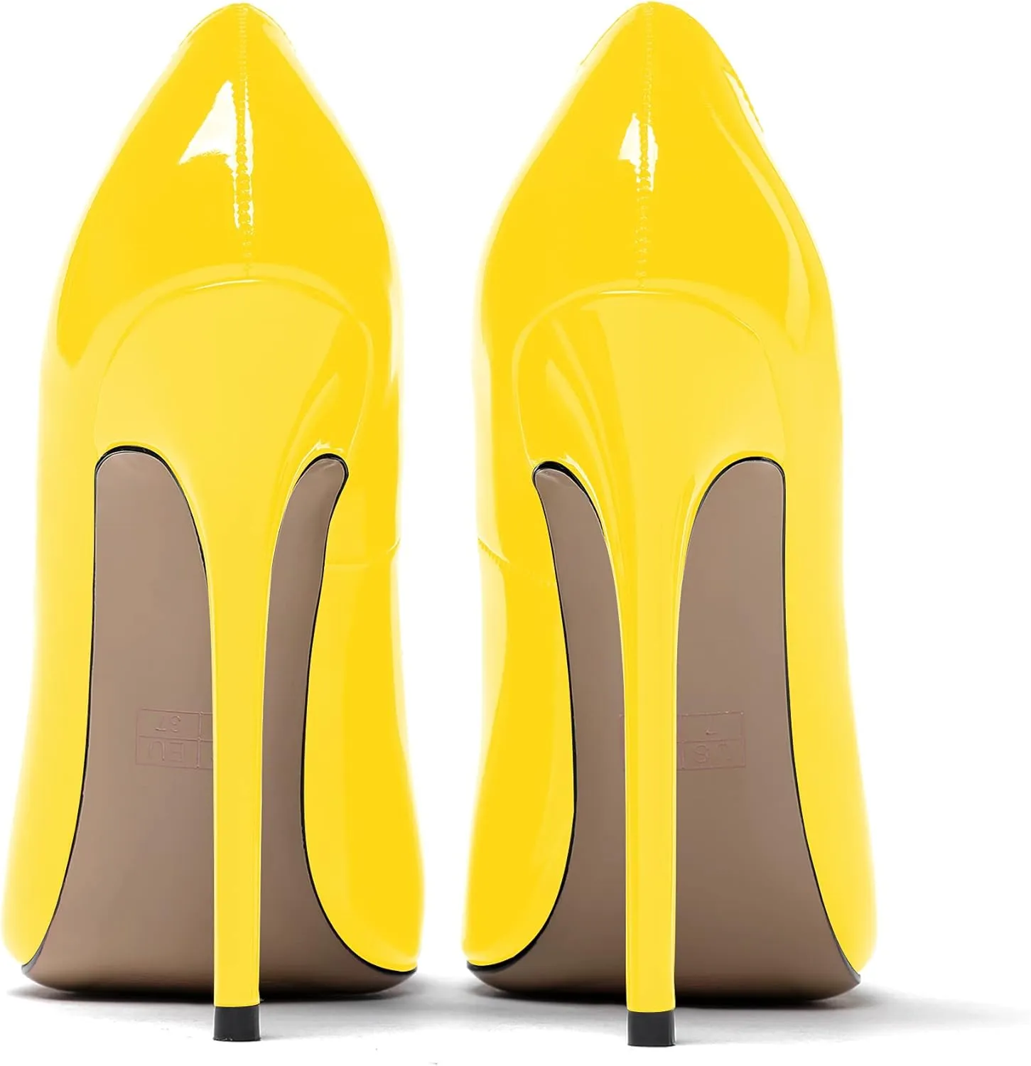 WAYDERNS Women's Patent Slim Pointed Toe Slip On Solid Stiletto High Heel Pumps Shoes 4.7 Inch