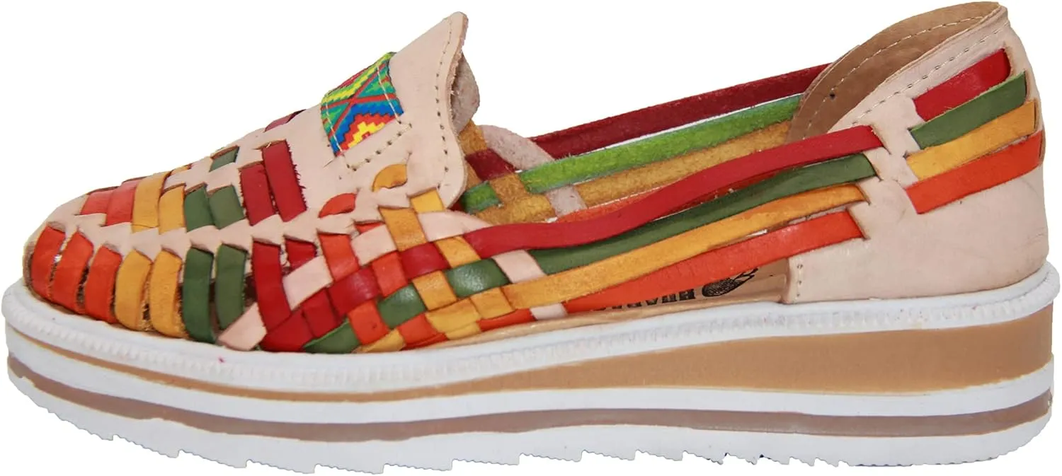 Western Shops Women’s Leather Huarache Wedge Sandal, Mexican Huarache Sandal, Platform Huarache Sandal