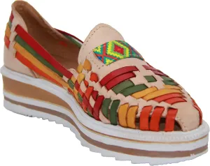 Western Shops Women’s Leather Huarache Wedge Sandal, Mexican Huarache Sandal, Platform Huarache Sandal
