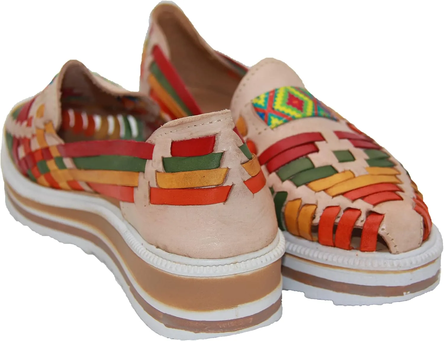 Western Shops Women’s Leather Huarache Wedge Sandal, Mexican Huarache Sandal, Platform Huarache Sandal