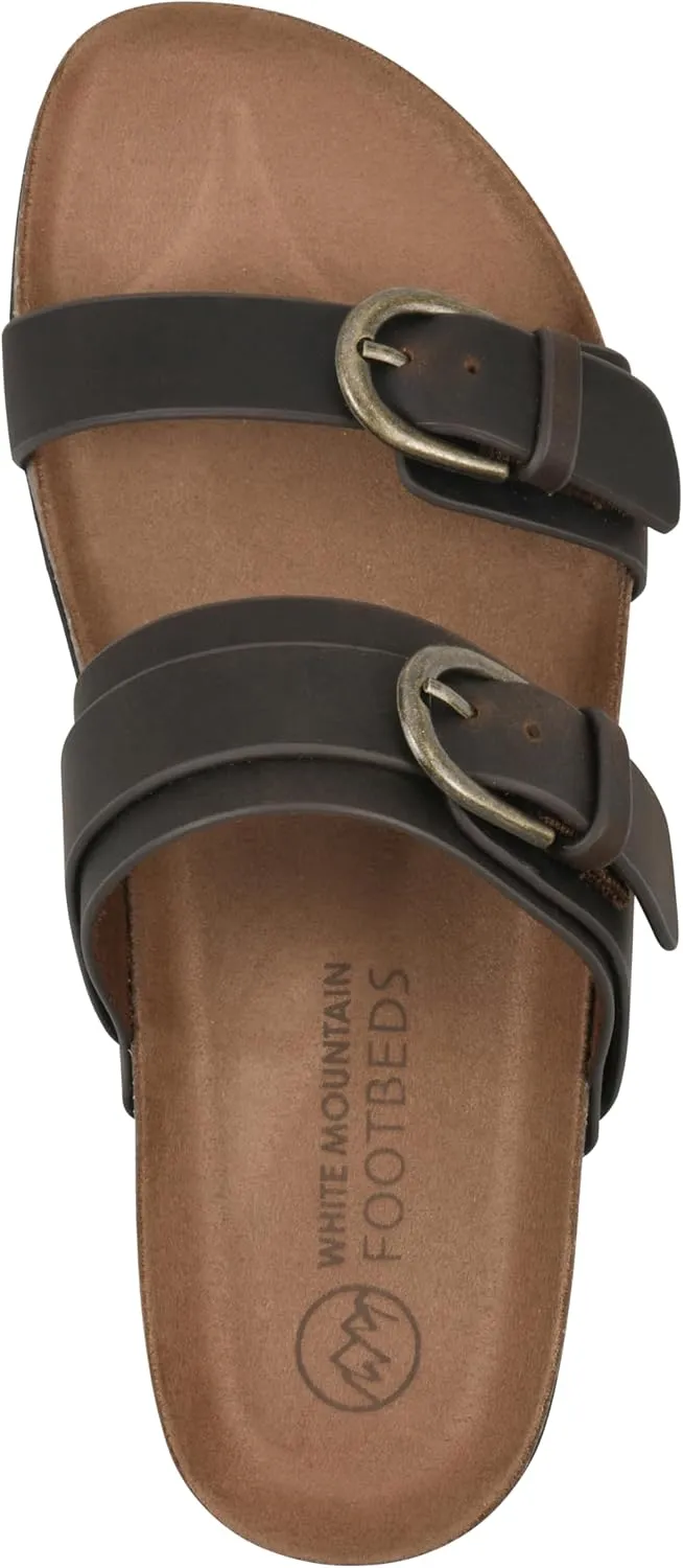 WHITE MOUNTAIN Women's Hardball Double-Buckle Signature Comfort-Molded Footbed Sandal