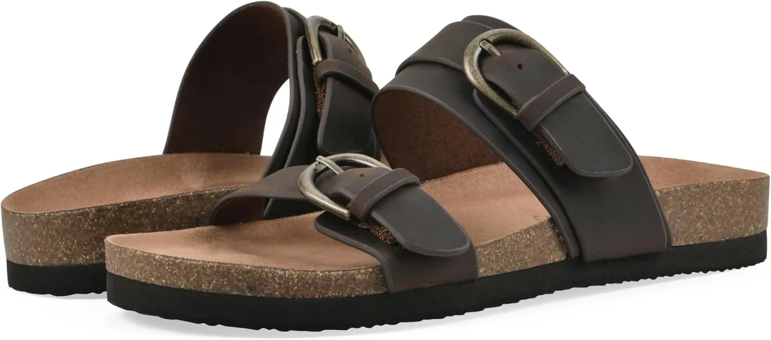 WHITE MOUNTAIN Women's Hardball Double-Buckle Signature Comfort-Molded Footbed Sandal