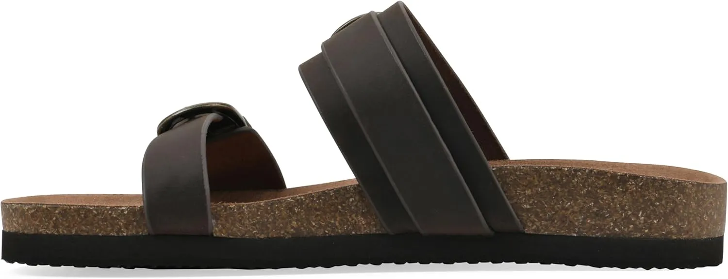 WHITE MOUNTAIN Women's Hardball Double-Buckle Signature Comfort-Molded Footbed Sandal