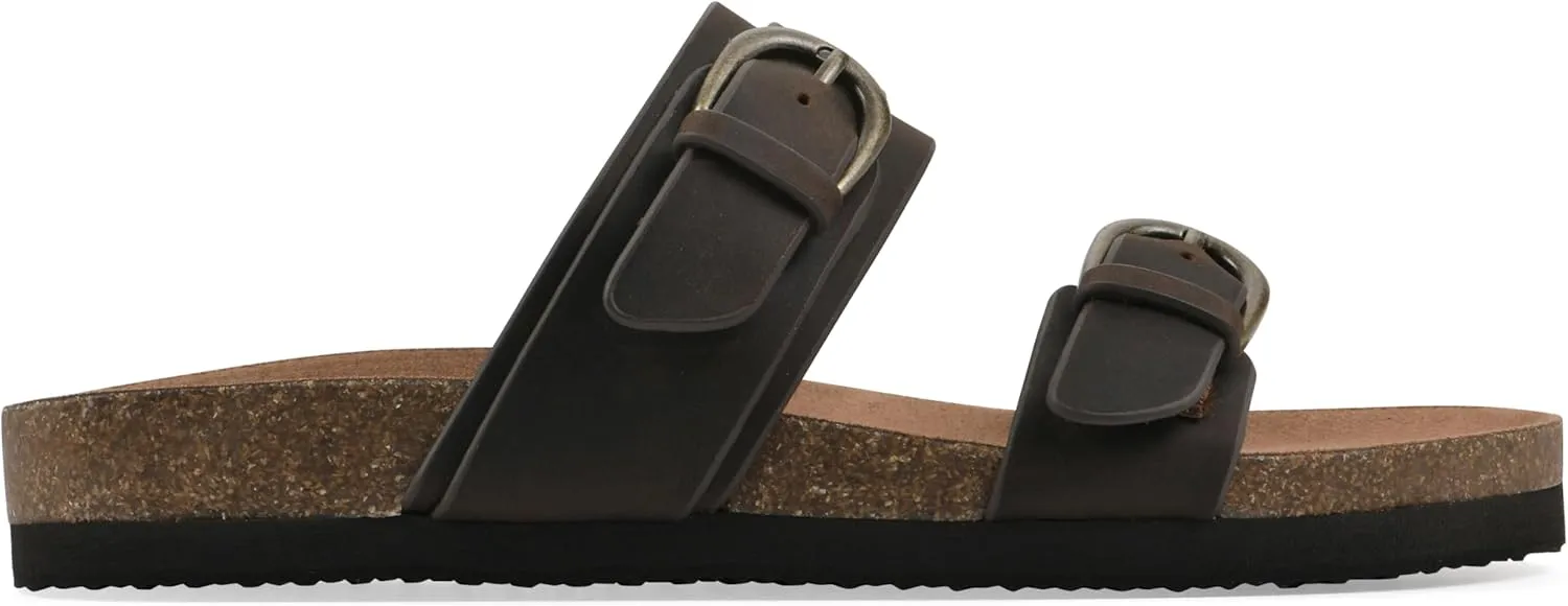 WHITE MOUNTAIN Women's Hardball Double-Buckle Signature Comfort-Molded Footbed Sandal
