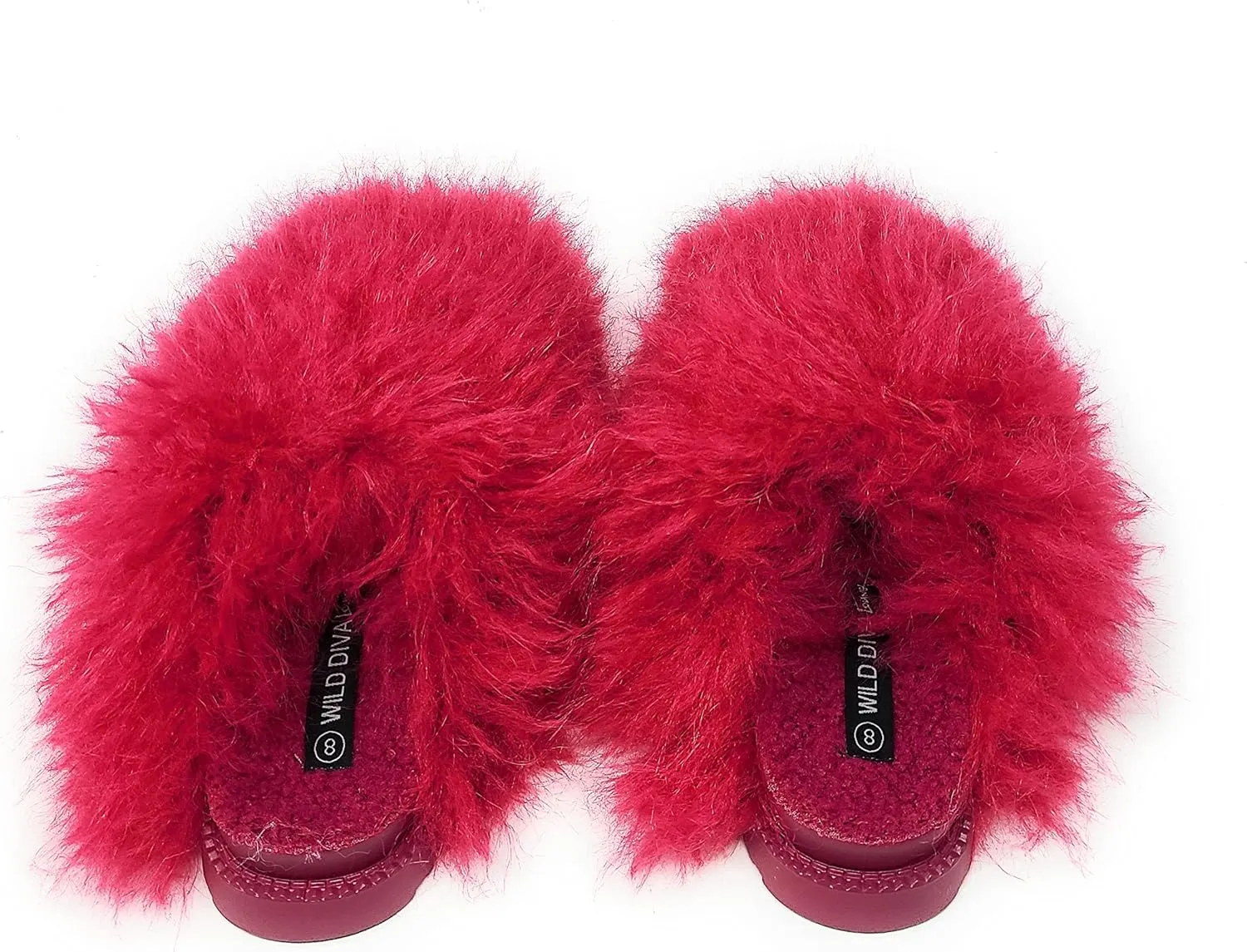 Wild Diva Women's Fluffy Faux Fur Slip On Flat Sandal Furry Fuzzy Slippers Gata-01