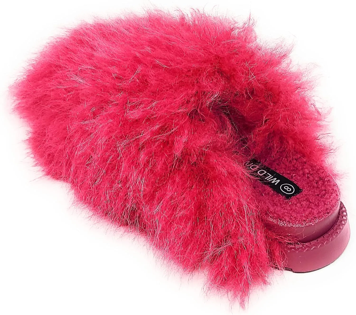Wild Diva Women's Fluffy Faux Fur Slip On Flat Sandal Furry Fuzzy Slippers Gata-01