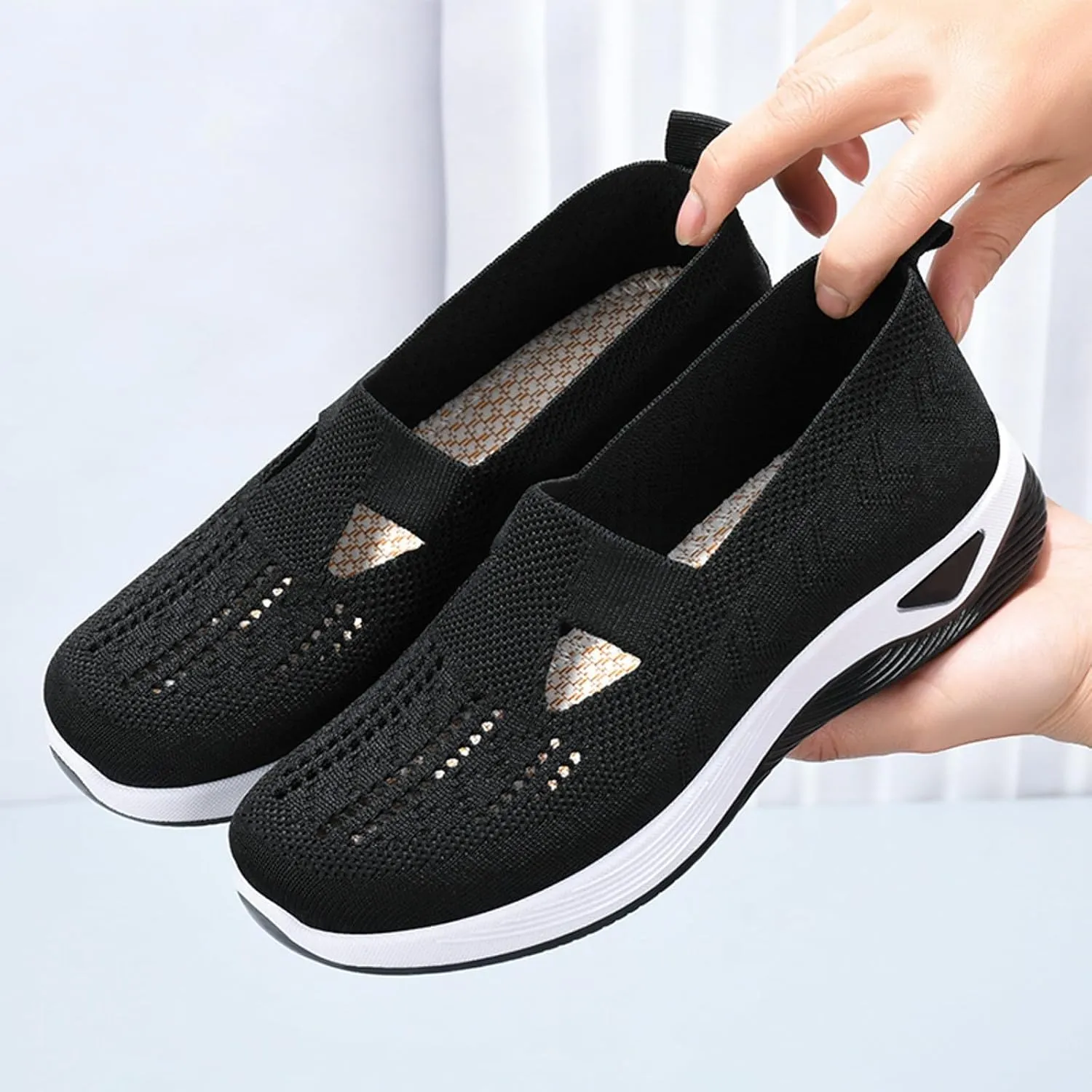 Women'S Breathable Soft Shoes Hands Free Slip On Arch Support Sneakers Walking Foam Go Running Shoes