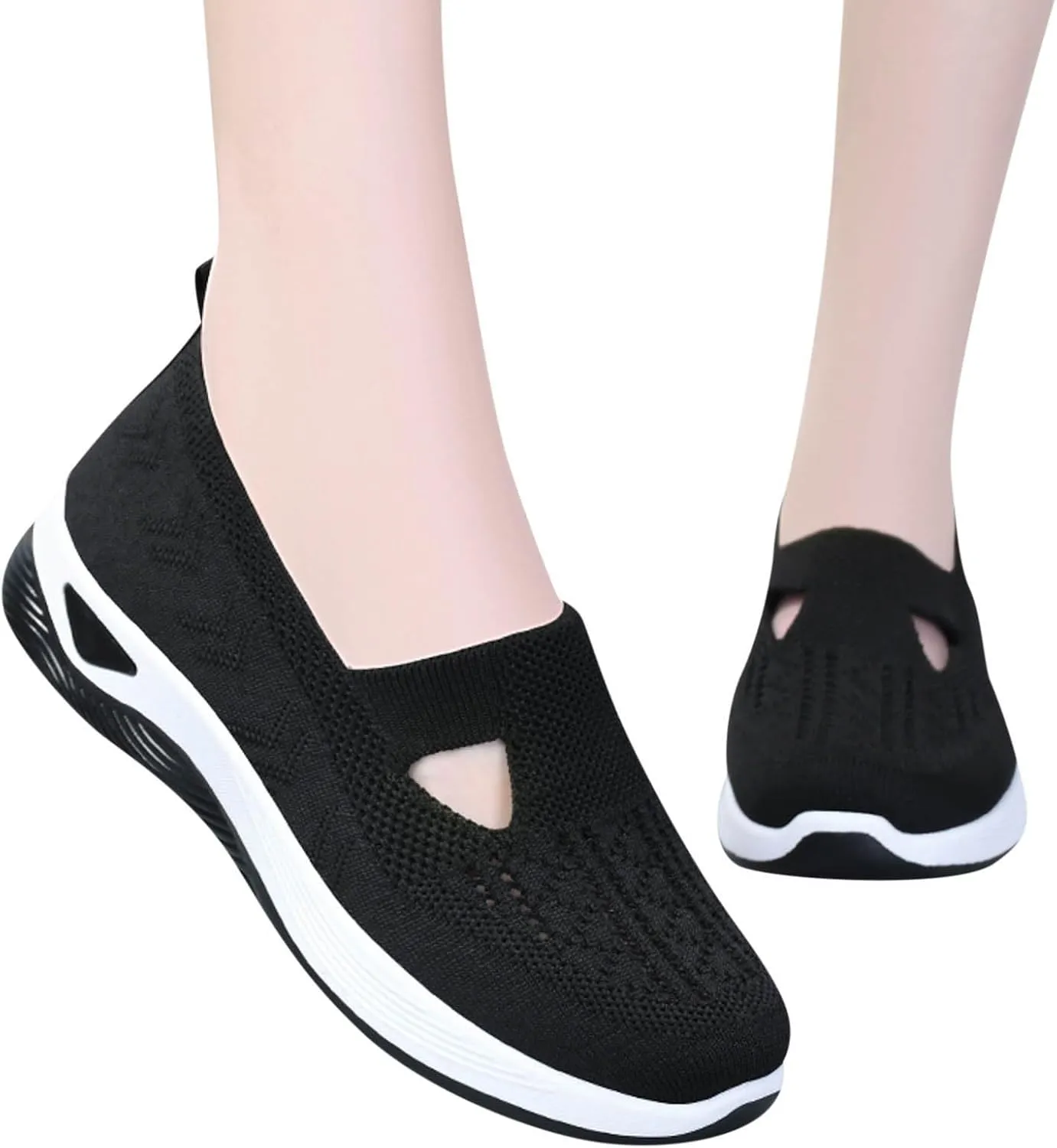 Women'S Breathable Soft Shoes Hands Free Slip On Arch Support Sneakers Walking Foam Go Running Shoes