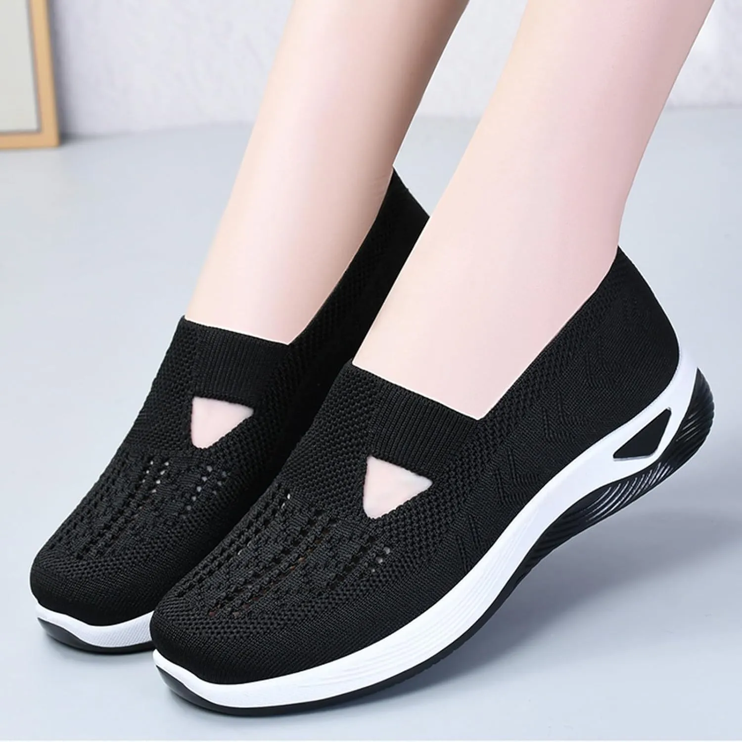 Women'S Breathable Soft Shoes Hands Free Slip On Arch Support Sneakers Walking Foam Go Running Shoes