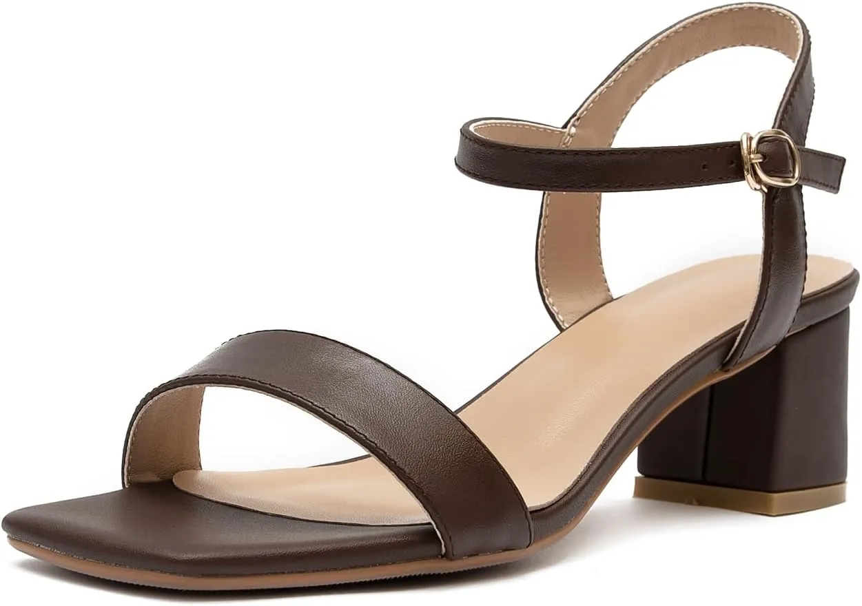 Women's Classic 2 inch Heel Leather Sandal