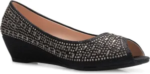 Womens Classic Open Toe Kitten Heel Wedges | Dress, Work, Party Low Heeled