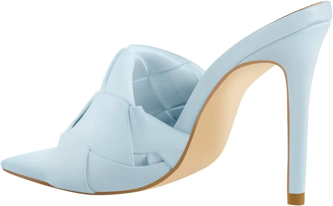 Womens Clear Heels Open Square Toe Transparent Tapered High Heel Slip on Fashion Sandals