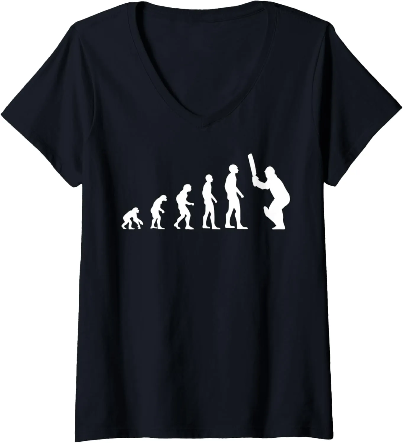 Womens Cricket Player Evolution Cricket Fans Trainer Coach Team V-Neck T-Shirt