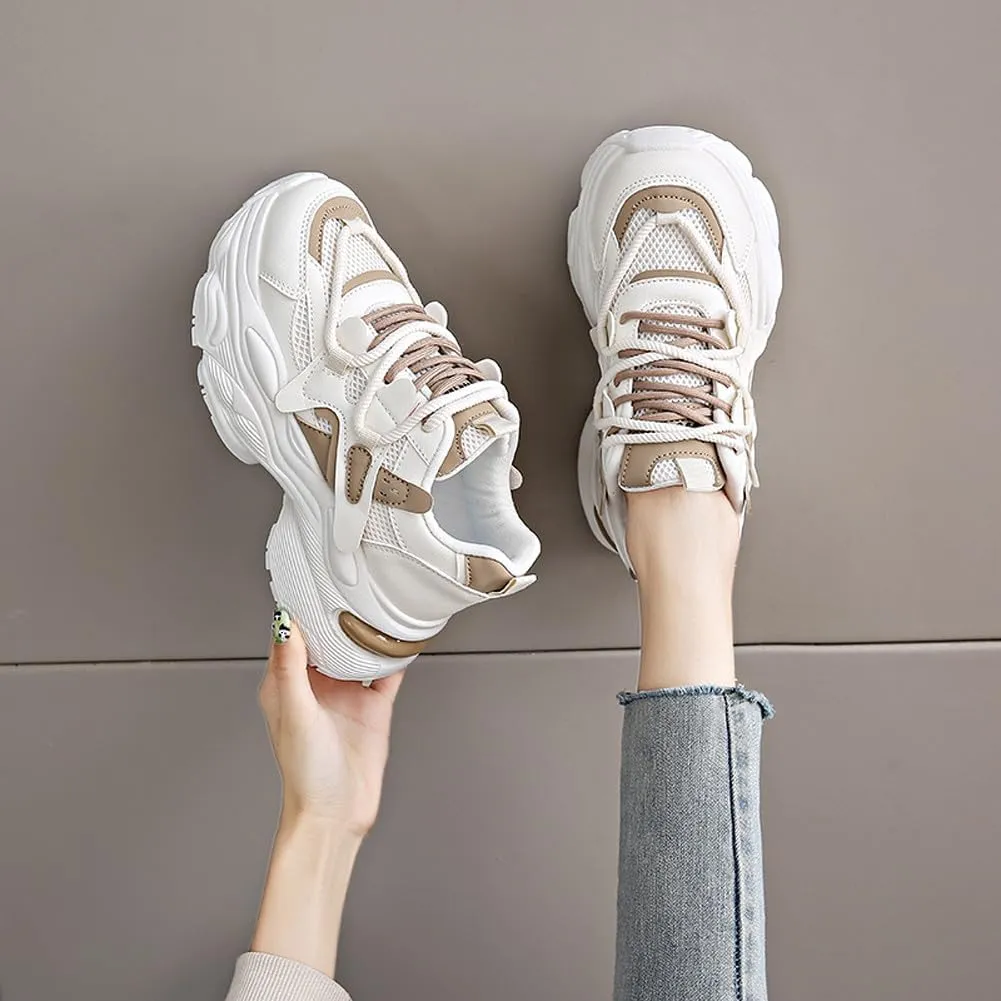 Women's Fashion Breathable Mesh Platform Sneakers Casual Jogging Walking Chunky Shoes 5.5-8.5
