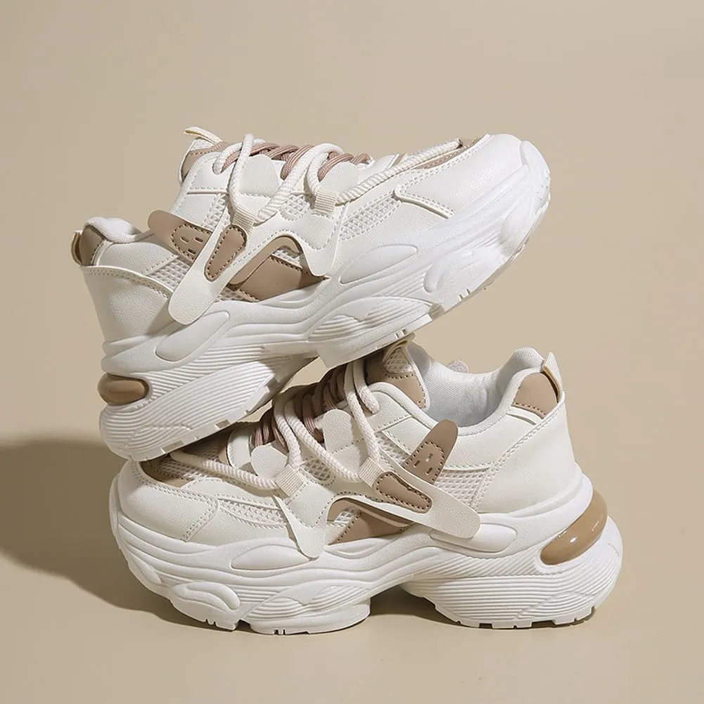 Women's Fashion Breathable Mesh Platform Sneakers Casual Jogging Walking Chunky Shoes 5.5-8.5