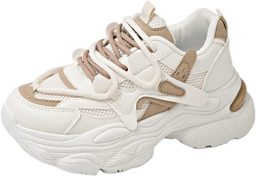 Women's Fashion Breathable Mesh Platform Sneakers Casual Jogging Walking Chunky Shoes 5.5-8.5