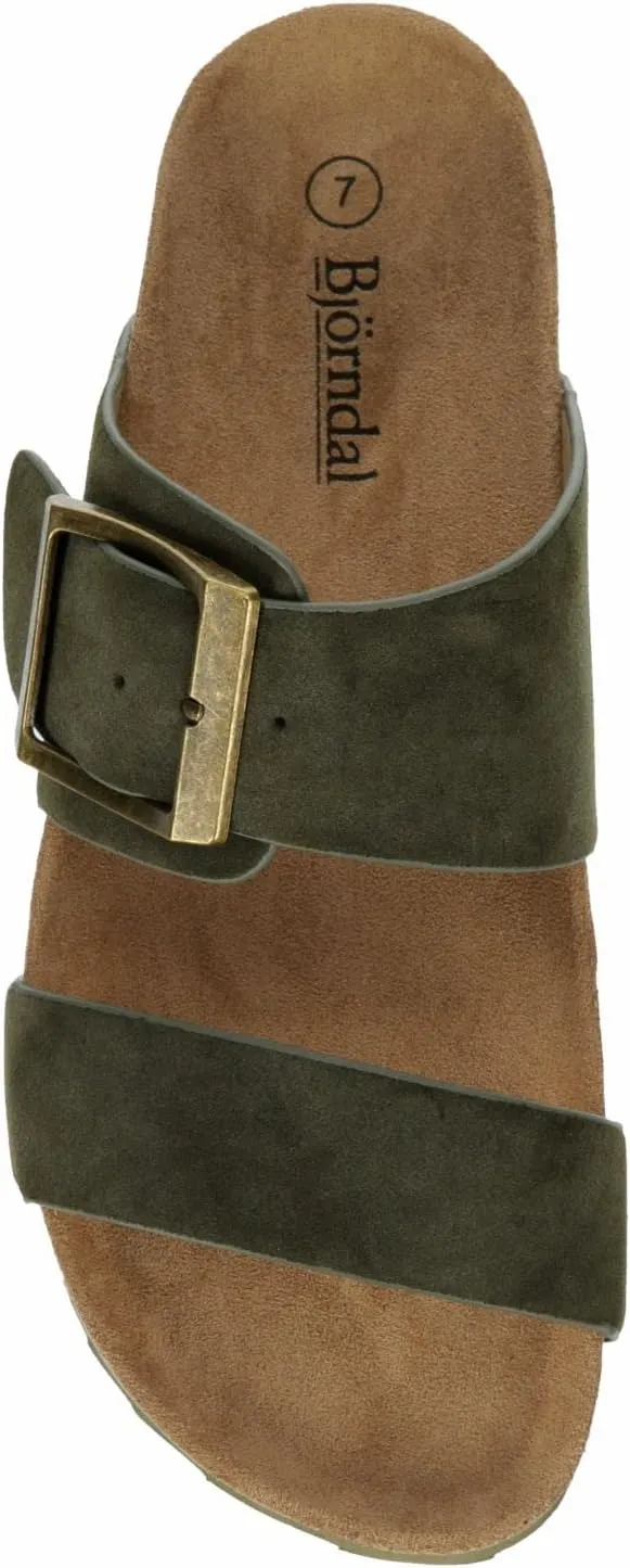 Women's Faux Leather Slip-On Two Strap Cork Bed Sandal
