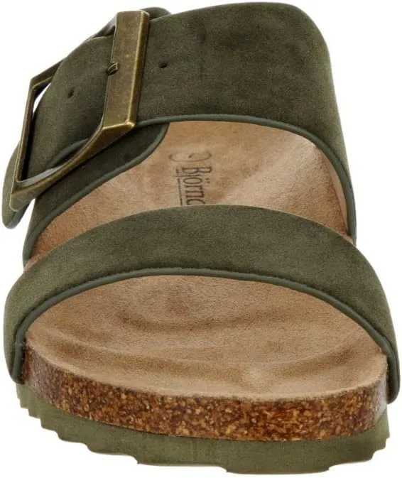 Women's Faux Leather Slip-On Two Strap Cork Bed Sandal