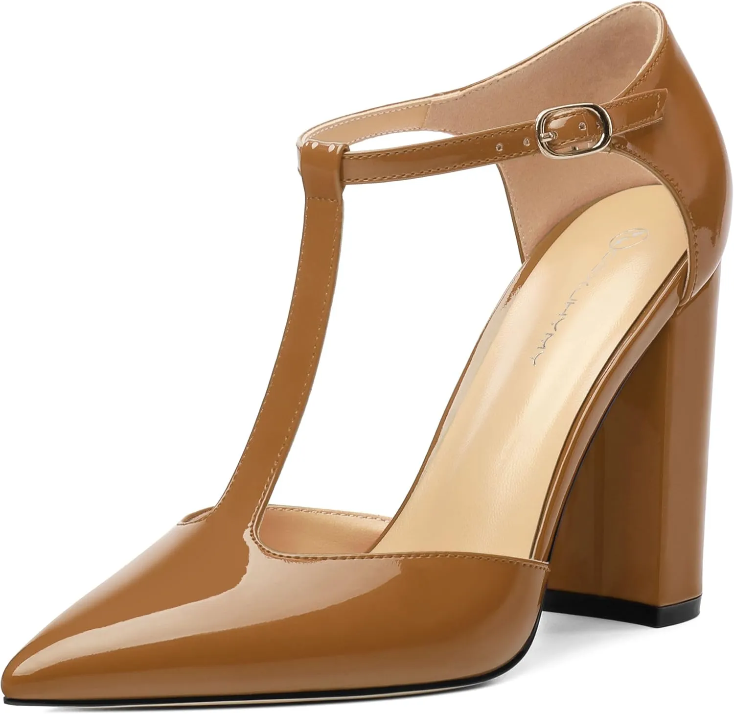 Women's High Heel Pumps, Simple Classic T-Strap Pointed Toe Dress Shoes,Party Dress Sandals3.9