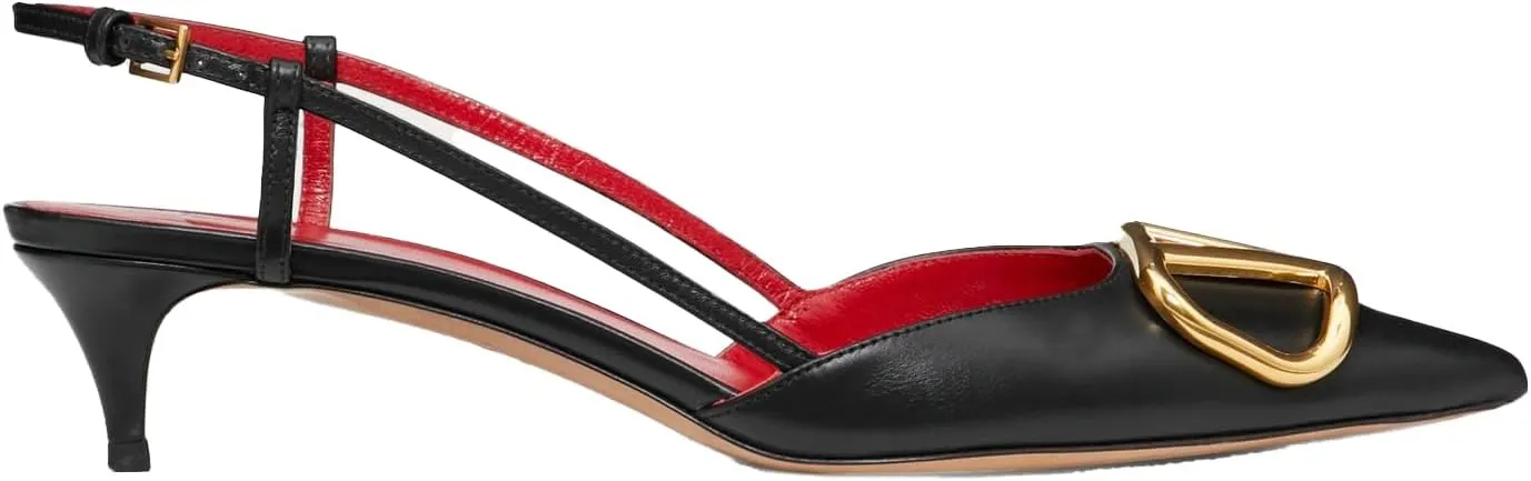 Women's Kitten Heel Slingback Pumps Closed Toe Pointed Toe Chic Low Heels for Work, Prom