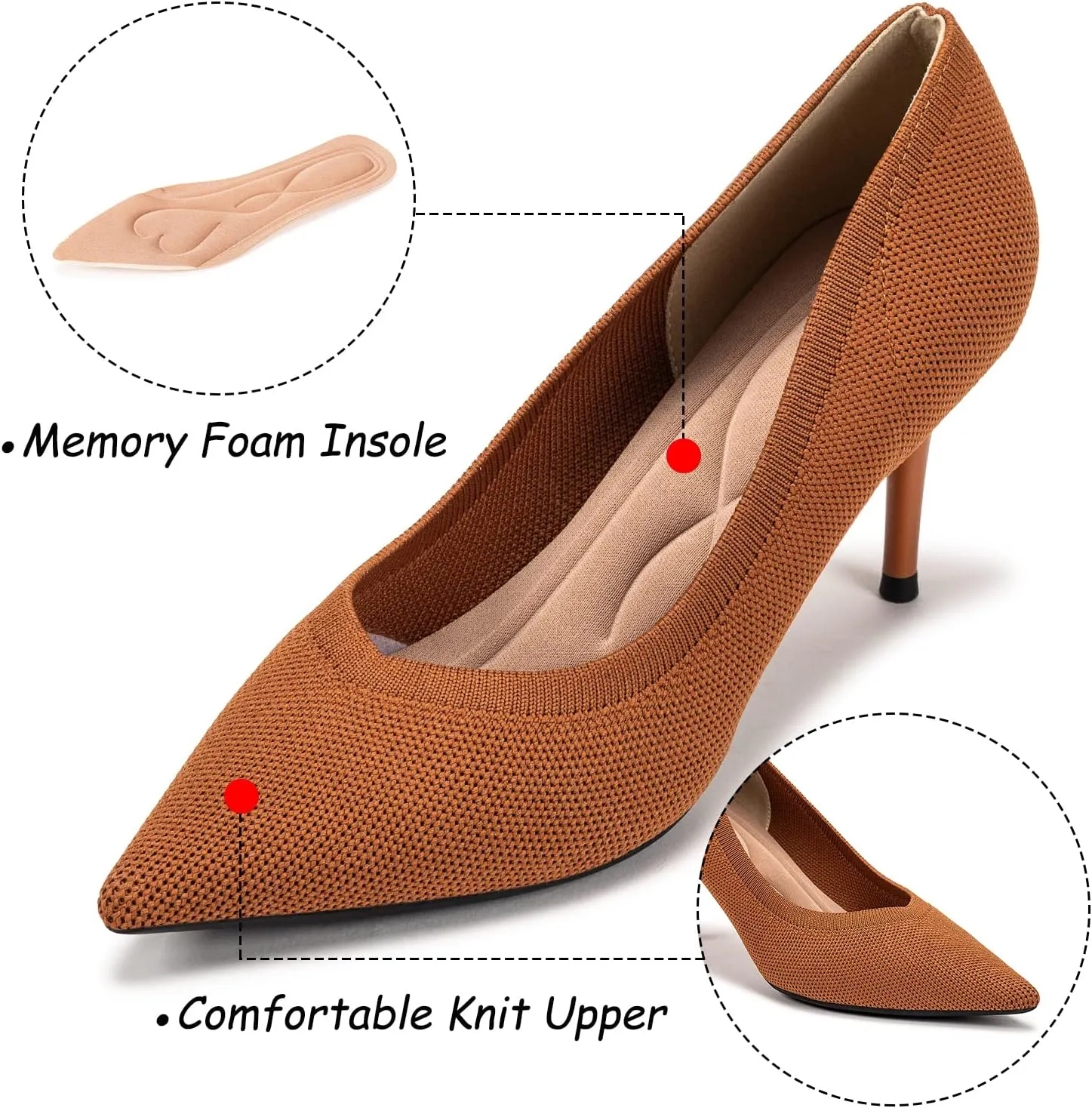 Womens Low Heel Pointed Toe Pump Shoes