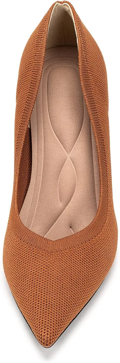 Womens Low Heel Pointed Toe Pump Shoes