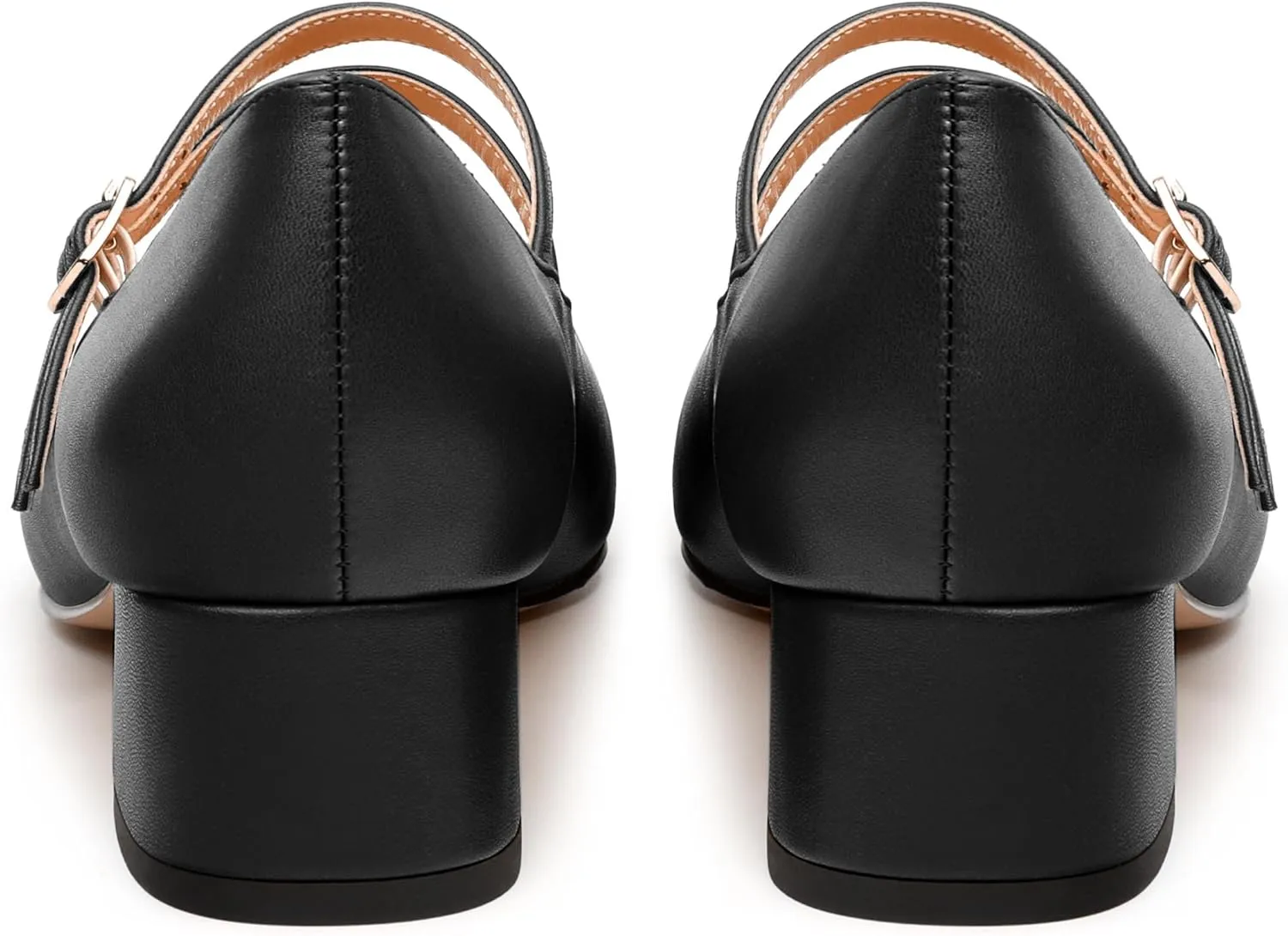 Womens Mary Jane Pumps, Small Square Toe Low Chunky Heel Pump Shoes for Women, Comfort Mary Jane Daily Pumps with Two Straps 1.3"