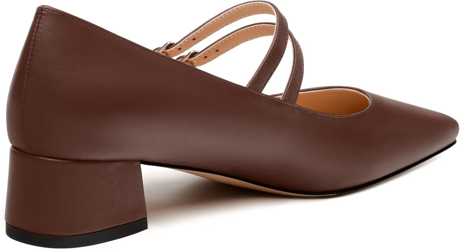 Womens Mary Jane Pumps, Small Square Toe Low Chunky Heel Pump Shoes for Women, Comfort Mary Jane Daily Pumps with Two Straps 1.3"