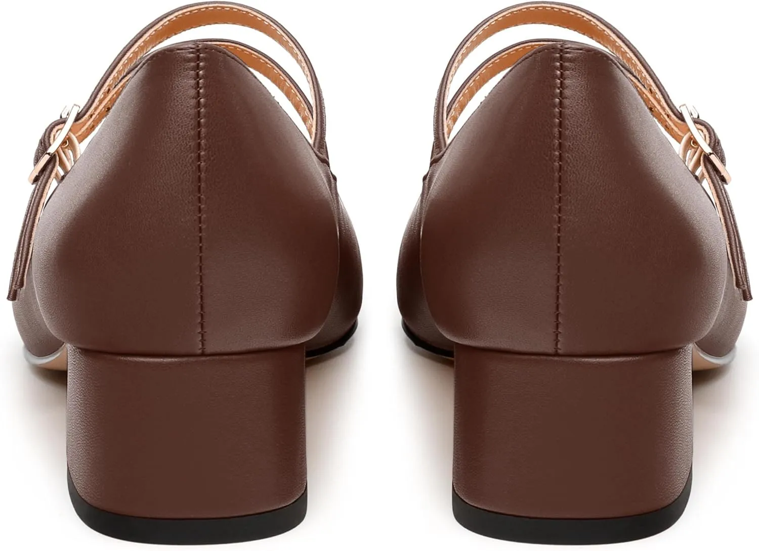 Womens Mary Jane Pumps, Small Square Toe Low Chunky Heel Pump Shoes for Women, Comfort Mary Jane Daily Pumps with Two Straps 1.3"