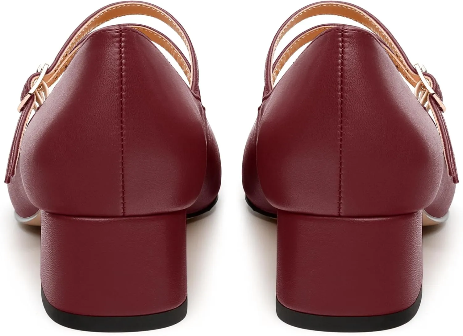 Womens Mary Jane Pumps, Small Square Toe Low Chunky Heel Pump Shoes for Women, Comfort Mary Jane Daily Pumps with Two Straps 1.3"