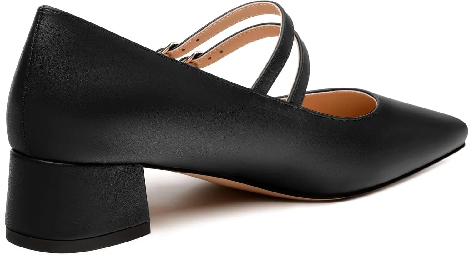 Womens Mary Jane Pumps, Small Square Toe Low Chunky Heel Pump Shoes for Women, Comfort Mary Jane Daily Pumps with Two Straps 1.3"