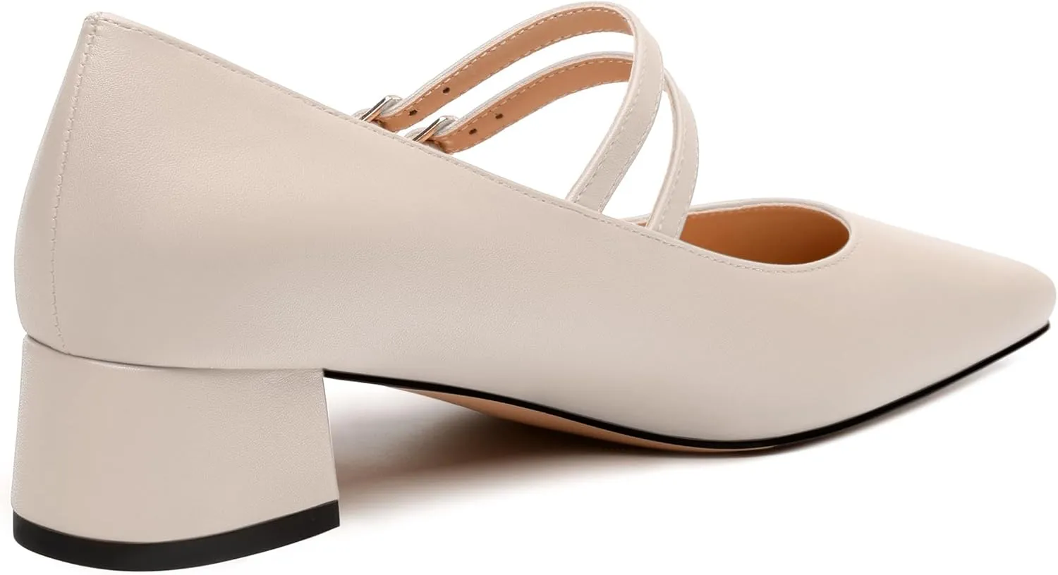 Womens Mary Jane Pumps, Small Square Toe Low Chunky Heel Pump Shoes for Women, Comfort Mary Jane Daily Pumps with Two Straps 1.3"