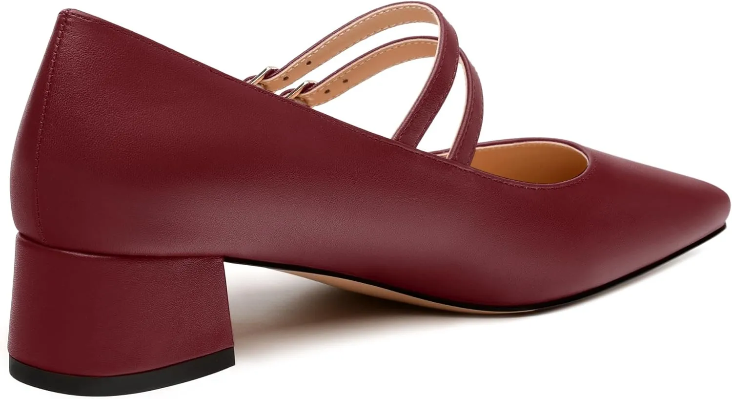 Womens Mary Jane Pumps, Small Square Toe Low Chunky Heel Pump Shoes for Women, Comfort Mary Jane Daily Pumps with Two Straps 1.3"