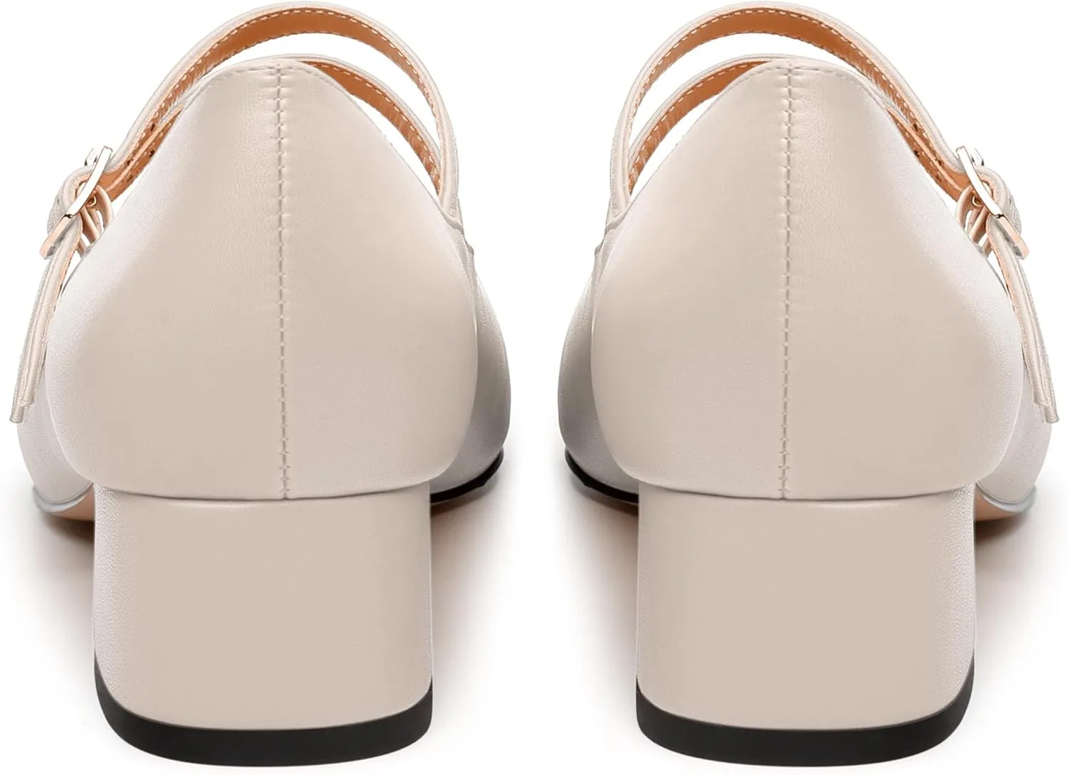 Womens Mary Jane Pumps, Small Square Toe Low Chunky Heel Pump Shoes for Women, Comfort Mary Jane Daily Pumps with Two Straps 1.3"