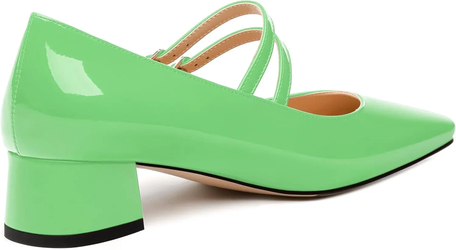 Womens Mary Jane Pumps, Square Toe Low Block Heel Pump Shoes for Women, Daily Comfort Mary Jane Pumps with Two Straps 1.3"
