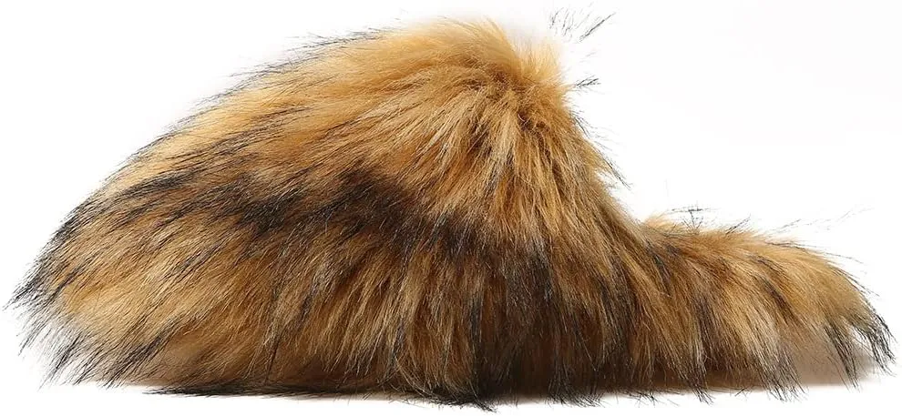 Women's Plush Faux Fur Slipper Slide Sandal Soft Furry Fuzzy Fluffy Lovely Indoor Outdoor Slip On Slippers Multicolor Winter House Shoes