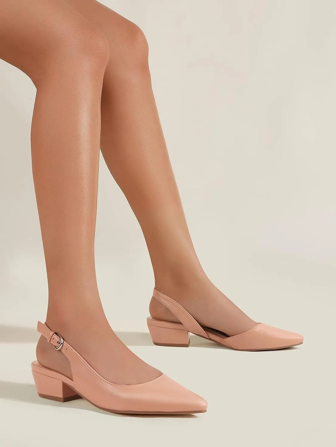 Women's Pump Slingback Kitten Heels Closed Toe Low Dress Shoes