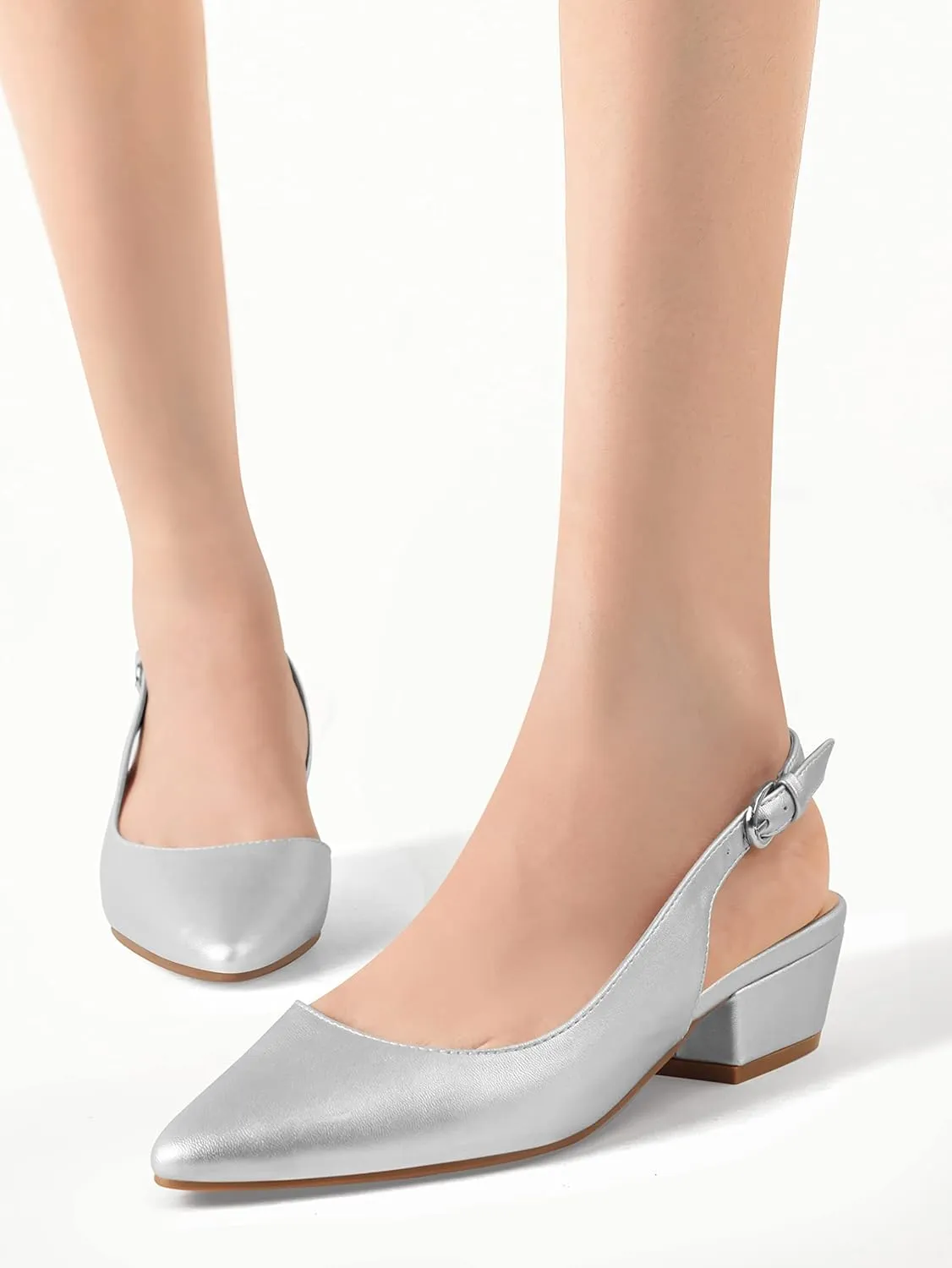 Women's Pump Slingback Kitten Heels Closed Toe Low Dress Shoes