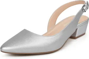 Women's Pump Slingback Kitten Heels Closed Toe Low Dress Shoes