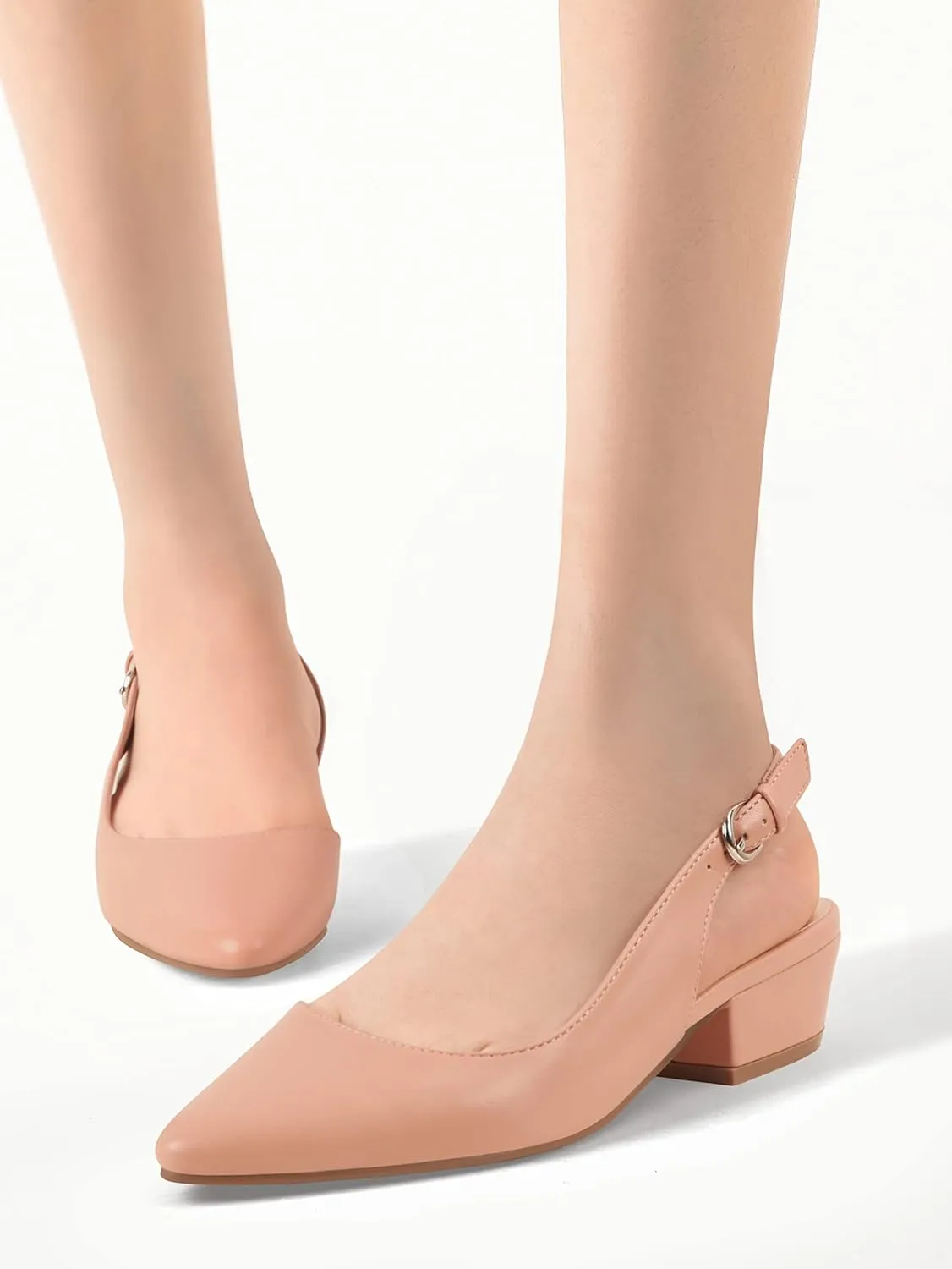 Women's Pump Slingback Kitten Heels Closed Toe Low Dress Shoes