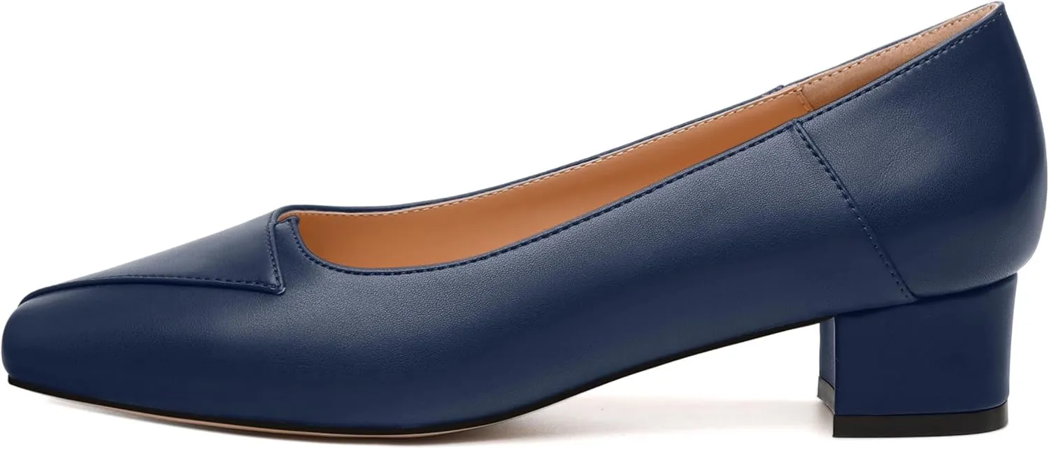 Womens Pumps, Low Chunky Block Heels for Women, Square Toe Womens Dress Shoes for Party and Office, Patent Dress Pumps