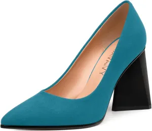 Women's Pumps, Pointed Closed Toe Chunky High Heels, Fashion Solid High Heel Shoes for Women