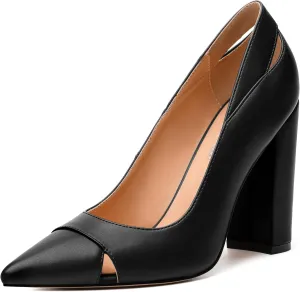 Women's Pumps, Pointed Toe High Heels Shoes for Women, Fashion Classic Pointed Toe High Chunky Heel Dress Pump Shoes